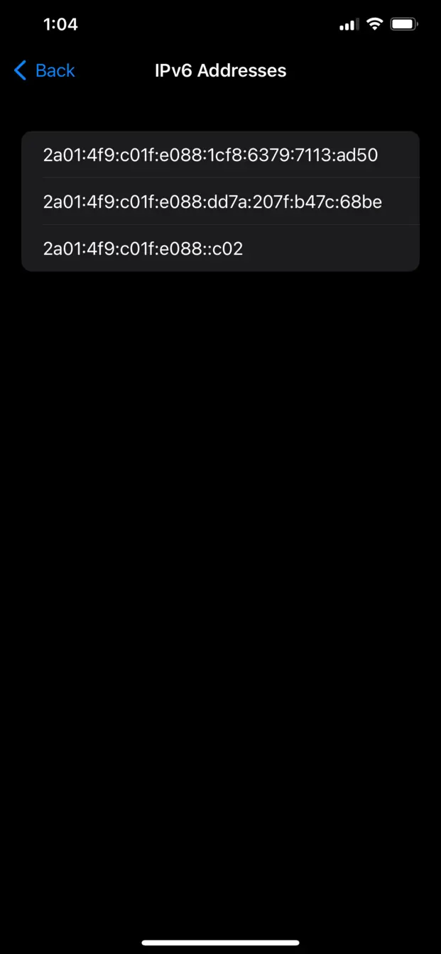 IOS Wifi AP settings: IPv6 Addresses