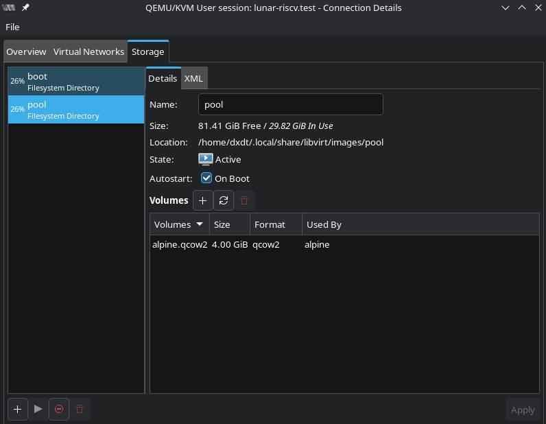 virt-manager storage pools