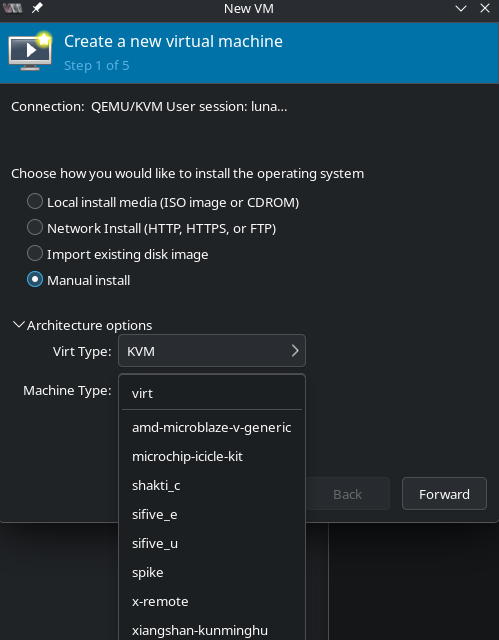 virt-manager create VM